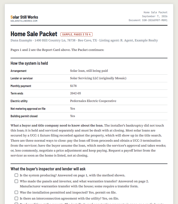 First page of a sample Home Sale Packet